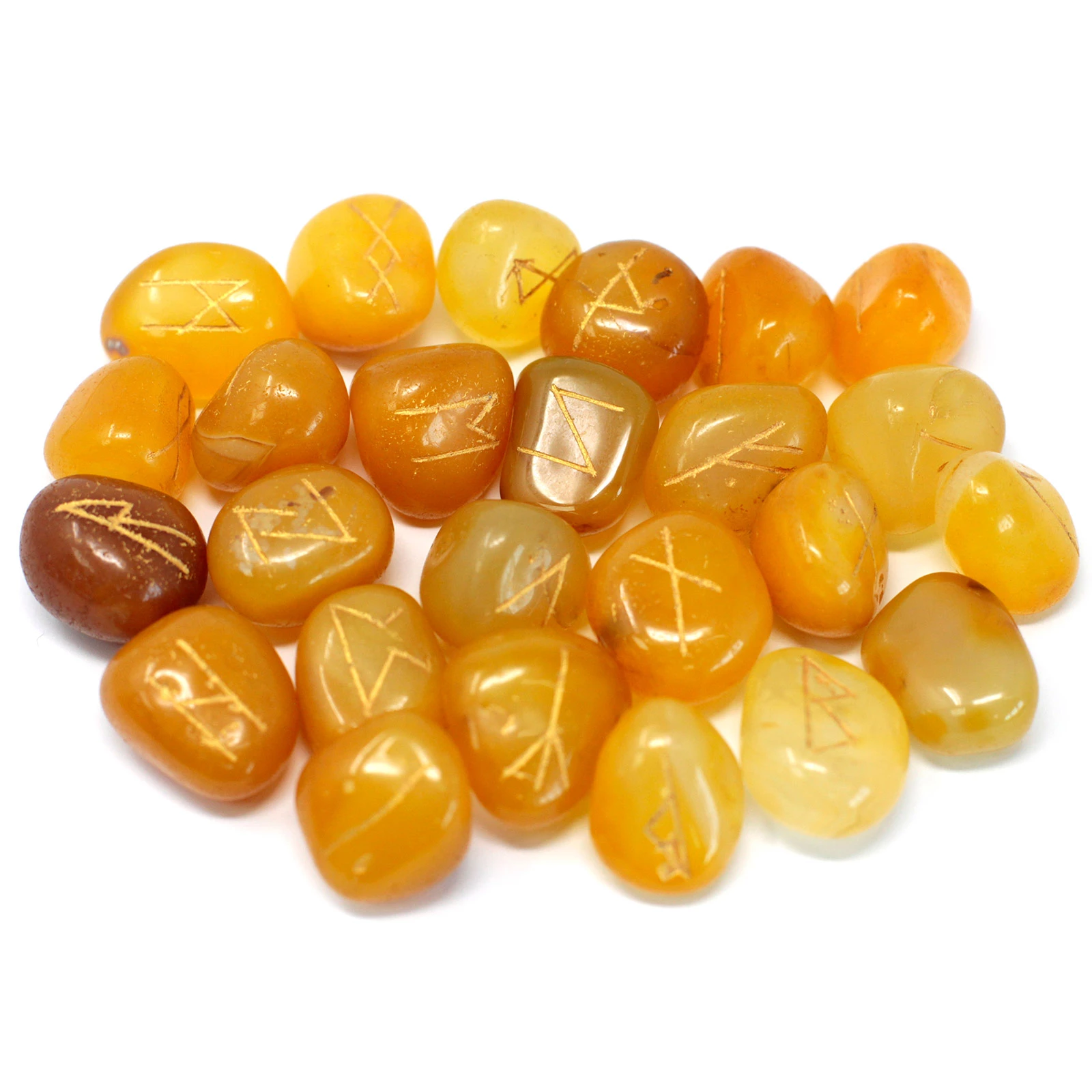 Rune in Onice giallo -- 25 pietre in sacchetto