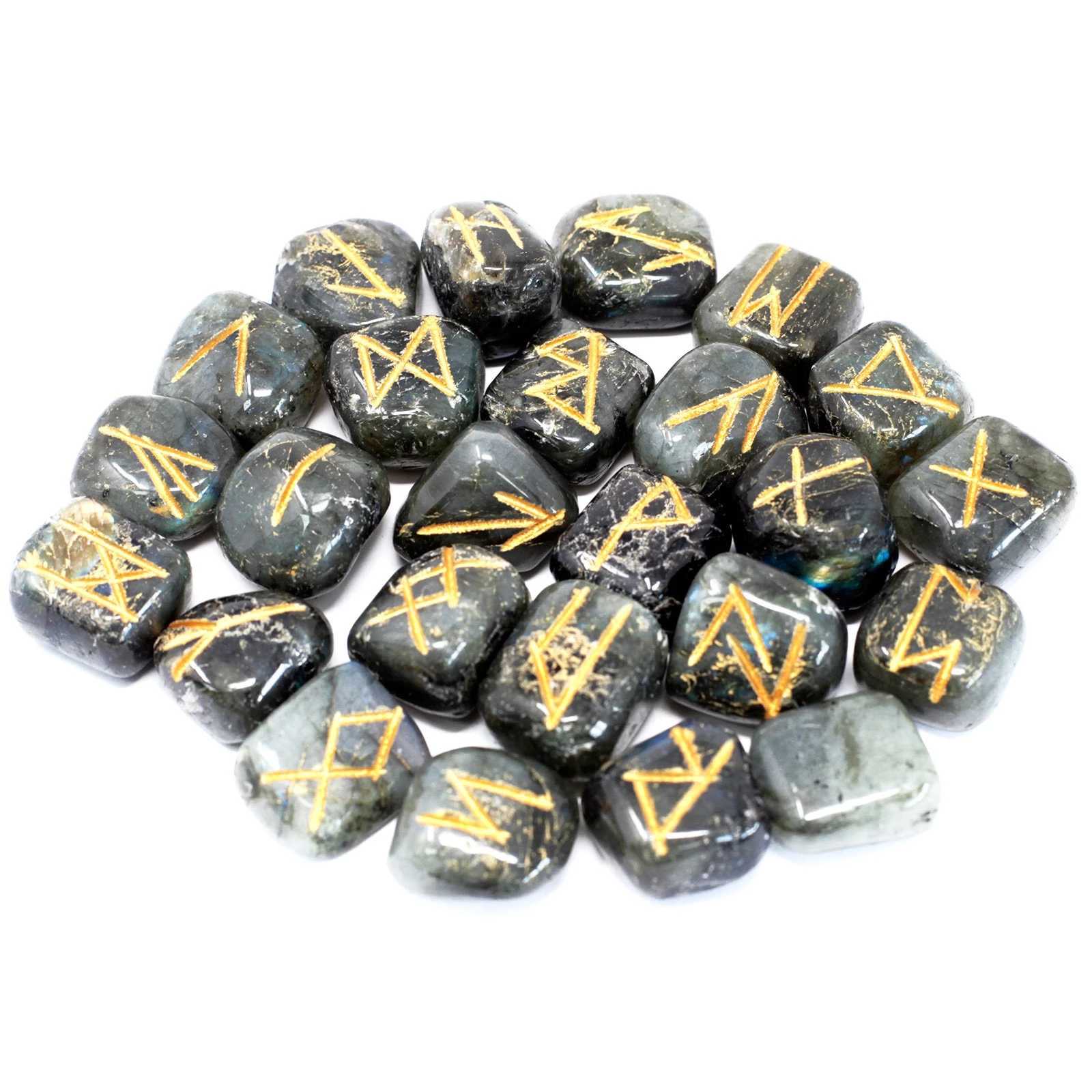 Rune in Labradorite -- 25 pietre in sacchetto