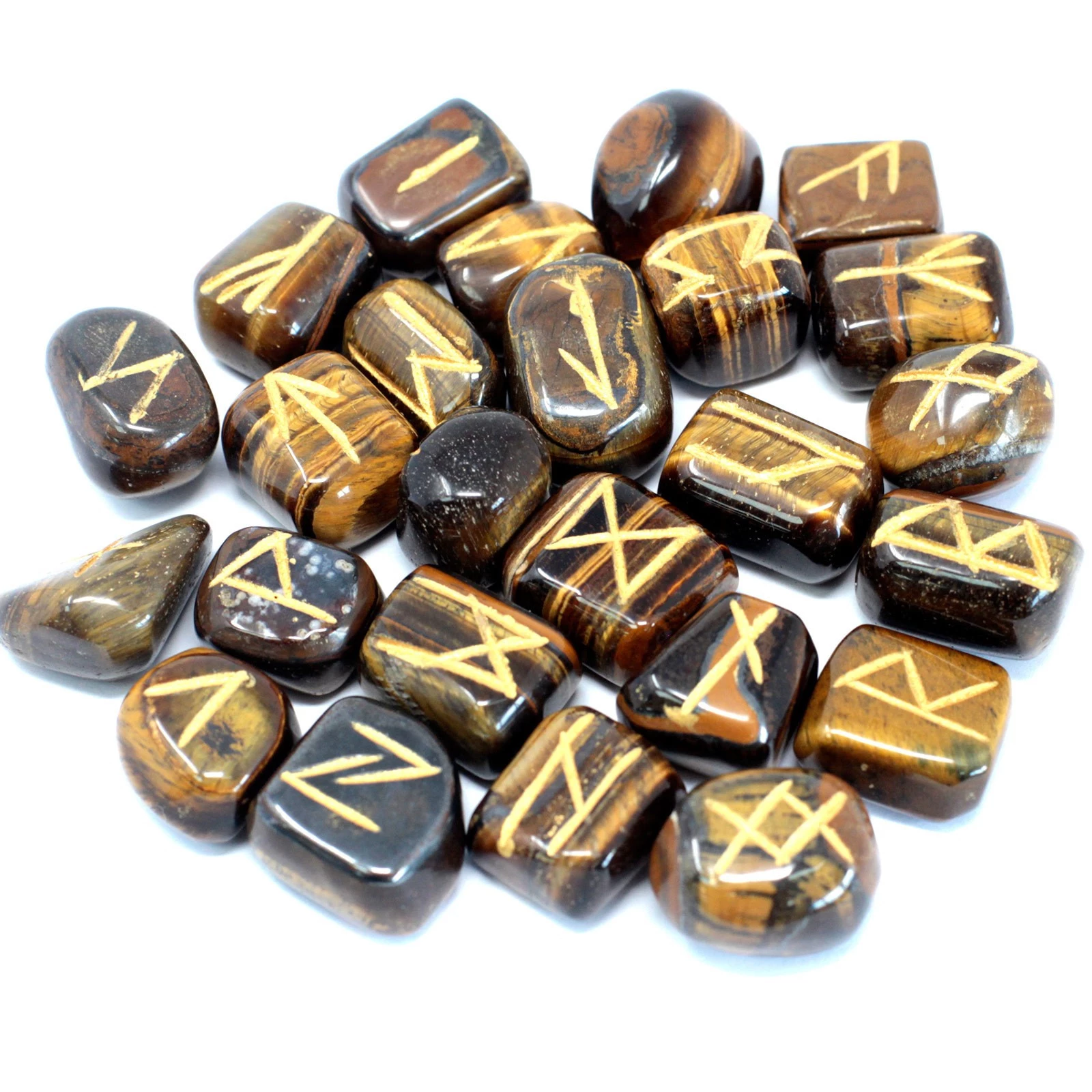 Rune in Occhio di Tigre -- 25 pietre in sacchetto