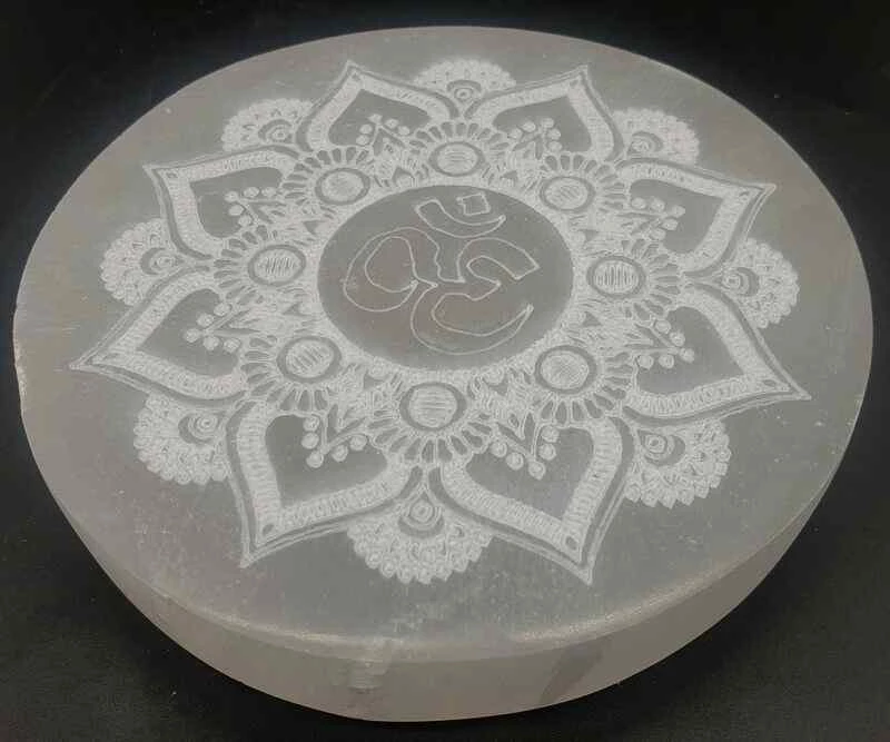 Porta incenso Selenite tondo OM