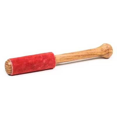 Batacchio Per Campane In Legno  Pelle Scamosciata Rossa -- 25 G;
