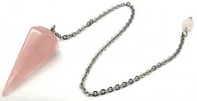 Pendolo In Quarzo Rosa Sfaccettato Appuntito -- 3,5 C