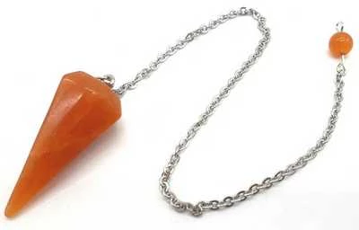 Pendolo Avventurina Arancio Sfaccettato Appuntito -- 3,5 Cm