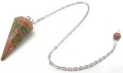Pendolo Unakite Sfaccettato Appuntito -- 3,5 Cm