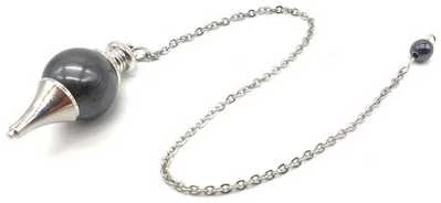 Pendolo Ematite Sferico & Metallo --  4Cm