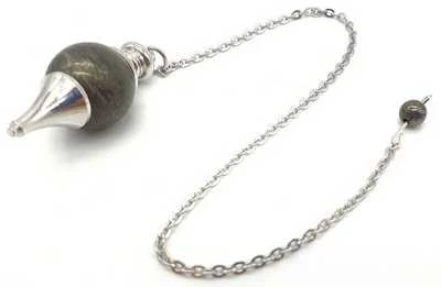 Pendolo Pirite Sferico & Metallo --  4Cm