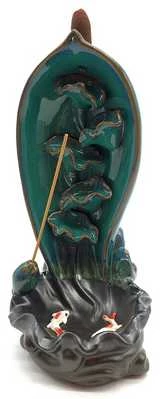Incensiera in ceramica con riflusso backflow -- Vasca con pesci