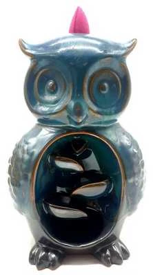 Incensiera in ceramica con riflusso backflow --Gufo  -11X10X16 cm