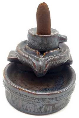 Incensiera in ceramica con riflusso backflow -- Bacinella -- 9x10x12 cm