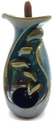 Incensiera in ceramica con riflusso backflow -- Vaso con cascata -- 10x11x20 cm