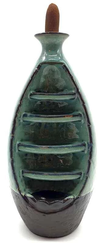 Incensiera in ceramica con riflusso backflow -- Cascata in Linea --10X10X21  cm