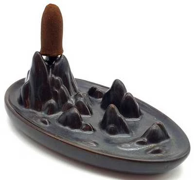 Incensiera in ceramica con riflusso backflow -- Montagne-- 5x8x15 cm
