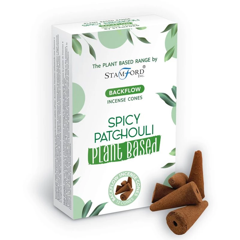 Coni Di Incenso indiano Stamford a flusso inverso backflow -- Spicy Patchouli -- Confezione 12 coni