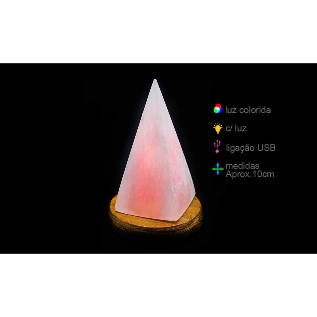 Lampada In Selenite usb forma a Piramide cambia colore -- 9X12 Cm