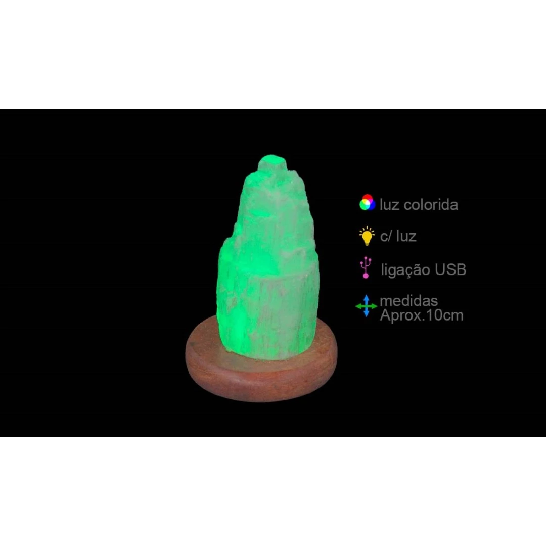 Lampada In Selenite usb Cattedrale cambia colore -- 9X12 Cm