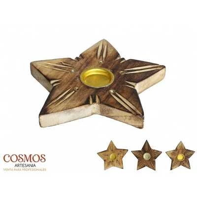 Porta incenso Stella in Legno Bastoncini E Coni -- 13 Cm