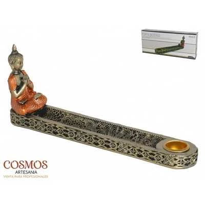Porta incenso Ashanti Buddha Preghiera in resina -- 20 Cm