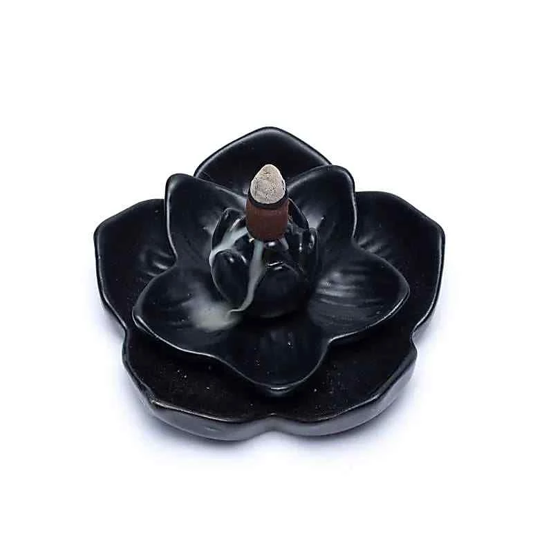 Incensiera in ceramica con riflusso backflow -- Fior di loto-- 12,5x6cm