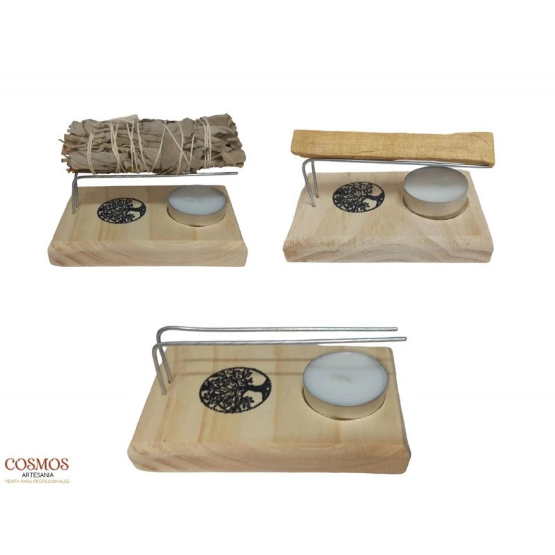 Bruciatore per Smudge e legnetti di Palosanto in legno e metallo
