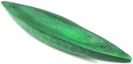 Porta incenso piroga verde in legno per Bastoncini -- 25 Cm