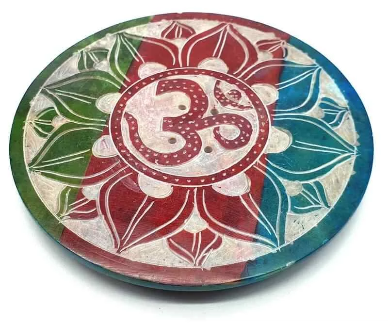 Porta incenso Om/Mandala Pietra Ollare multicolor -- 10 Cm