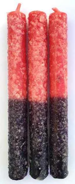 Candela esoterica nera e rossa  al sale -