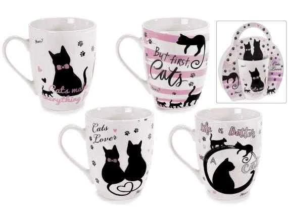 Tazza in porcellana con decori gatto