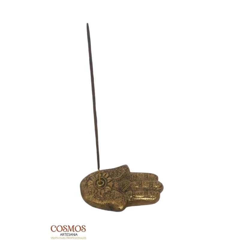 Porta incenso Mano di fatima in resina -- 11x8 Cm colore oro