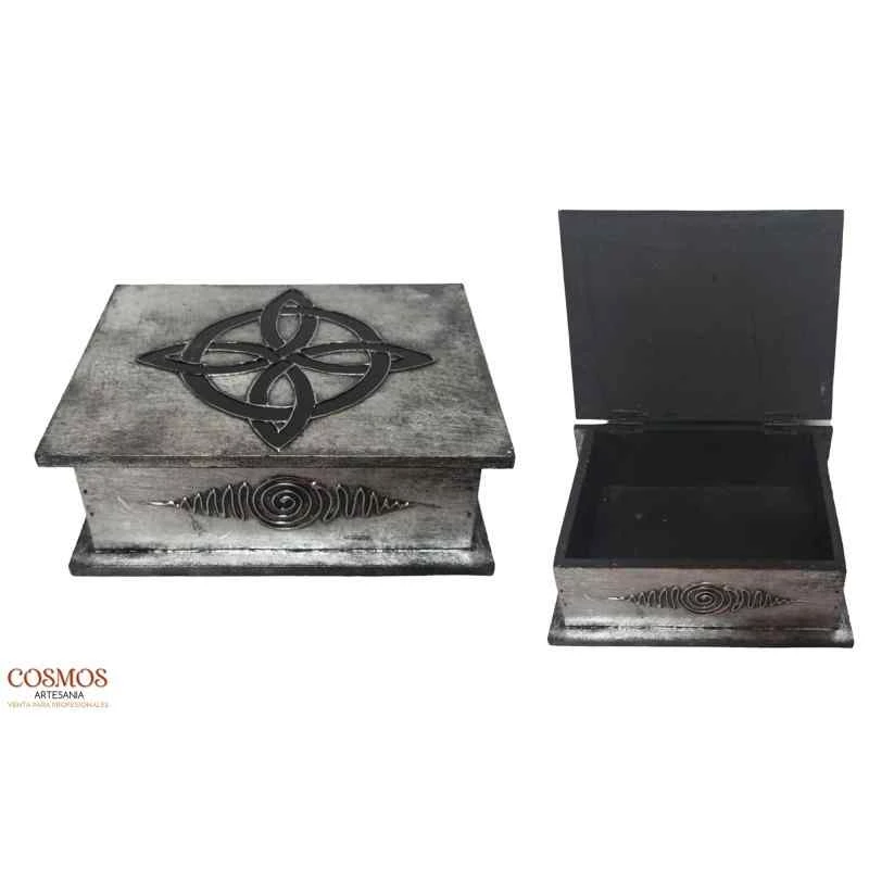 Cofanetto portagioie in legno argentato Nodo della strega 20x8x15 cm