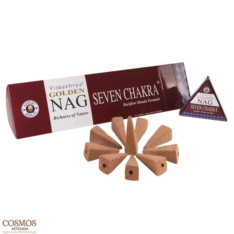 Coni di incenso Golden Nag Seven Chakra a flusso inverso backflow