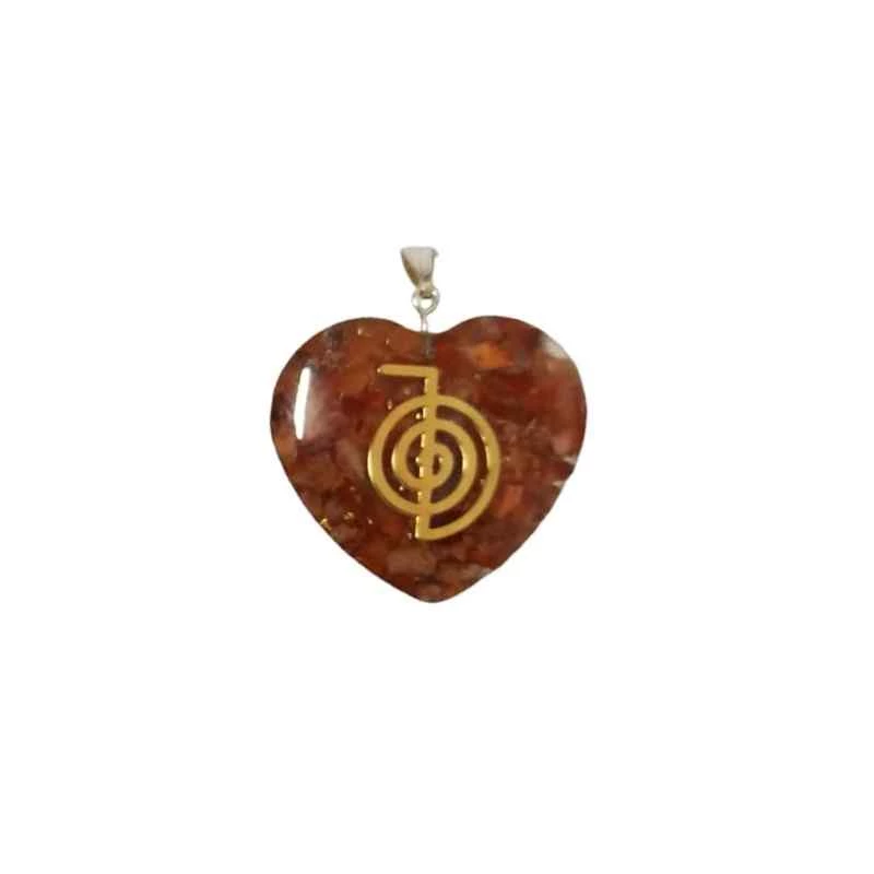 Orgonite Ciondolo Corniola a forma di cuore simbolo reiki -- 3,7 Cm