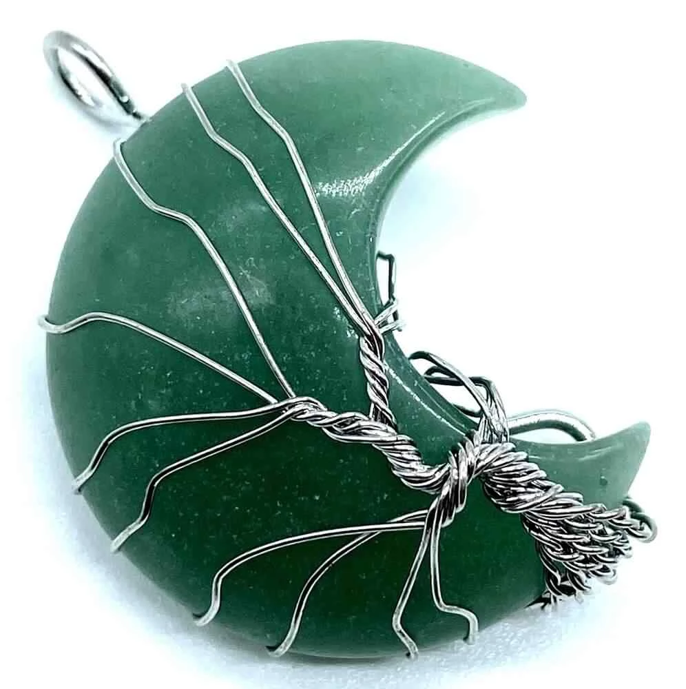 Ciondolo Luna con Albero della Vita in Avventurina