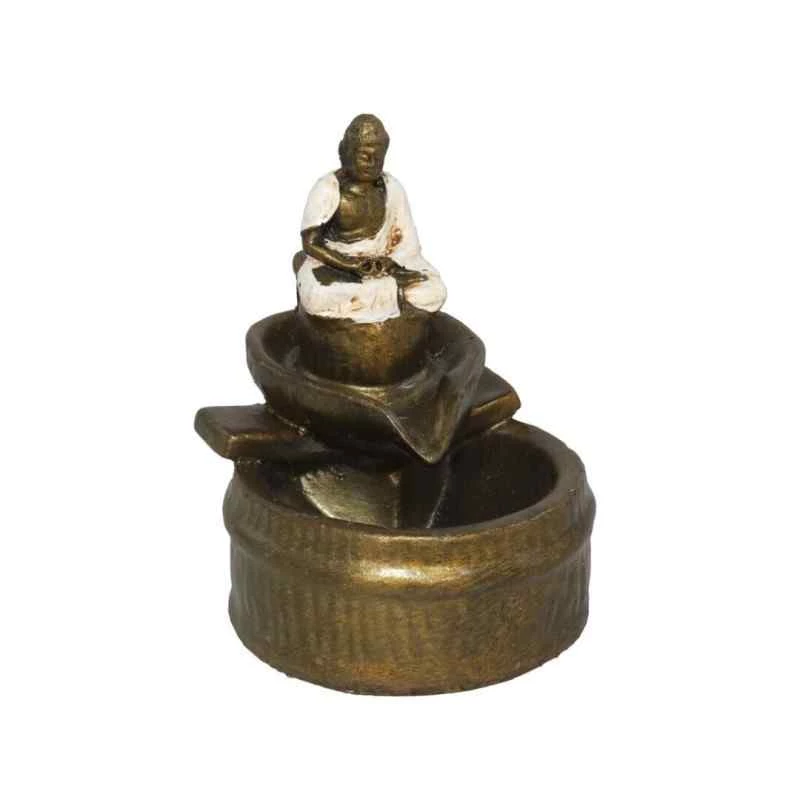 Incensiera in resina con riflusso backflow -- Buddha bianco e oro