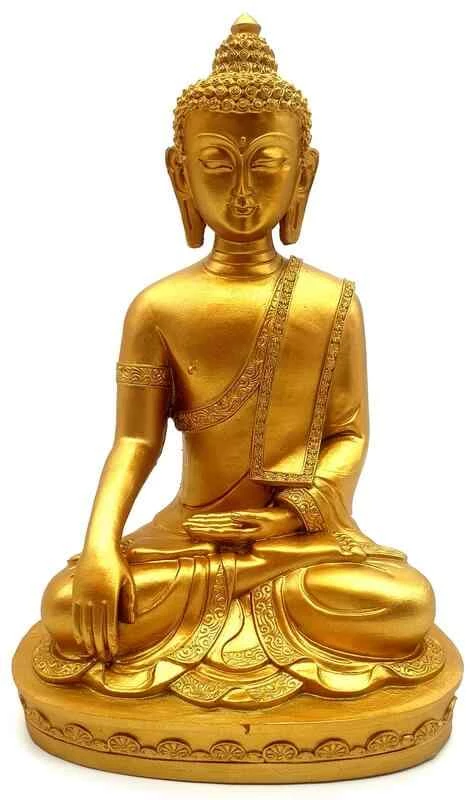 Statua Buddha meditazione colore oro cm 28