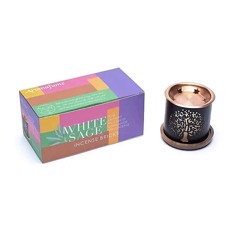 Set Aromafume alla salvia dffusore+Mattoncini Incenso