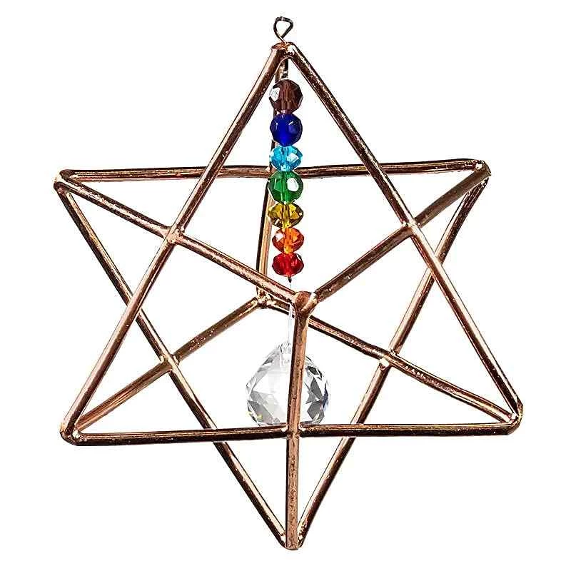Pendente Merkaba con cristallo dei chakra-- 12,5 cm