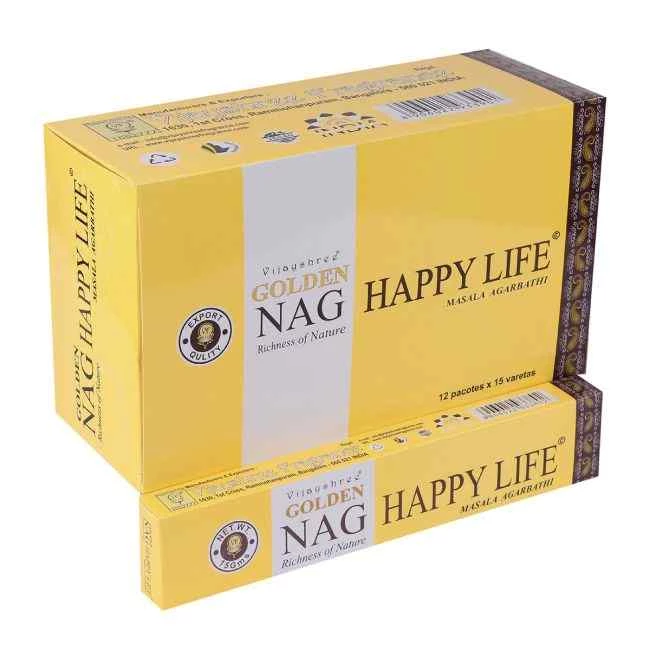 Incenso Vijayshree Golden Nag Happy Life -- 1 confezione da 15 g