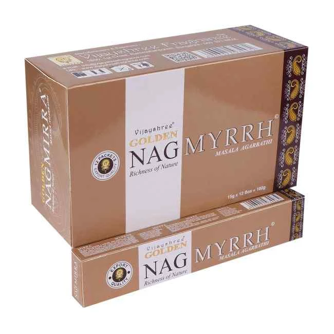 Incenso Vijayshree Golden Nag Mirra -- 1 confezione da 15 g