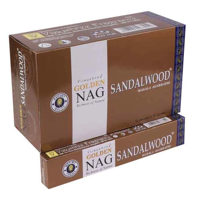 Incenso Vijayshree Golden Nag Sandalwood -- 1 confezione da 15 g