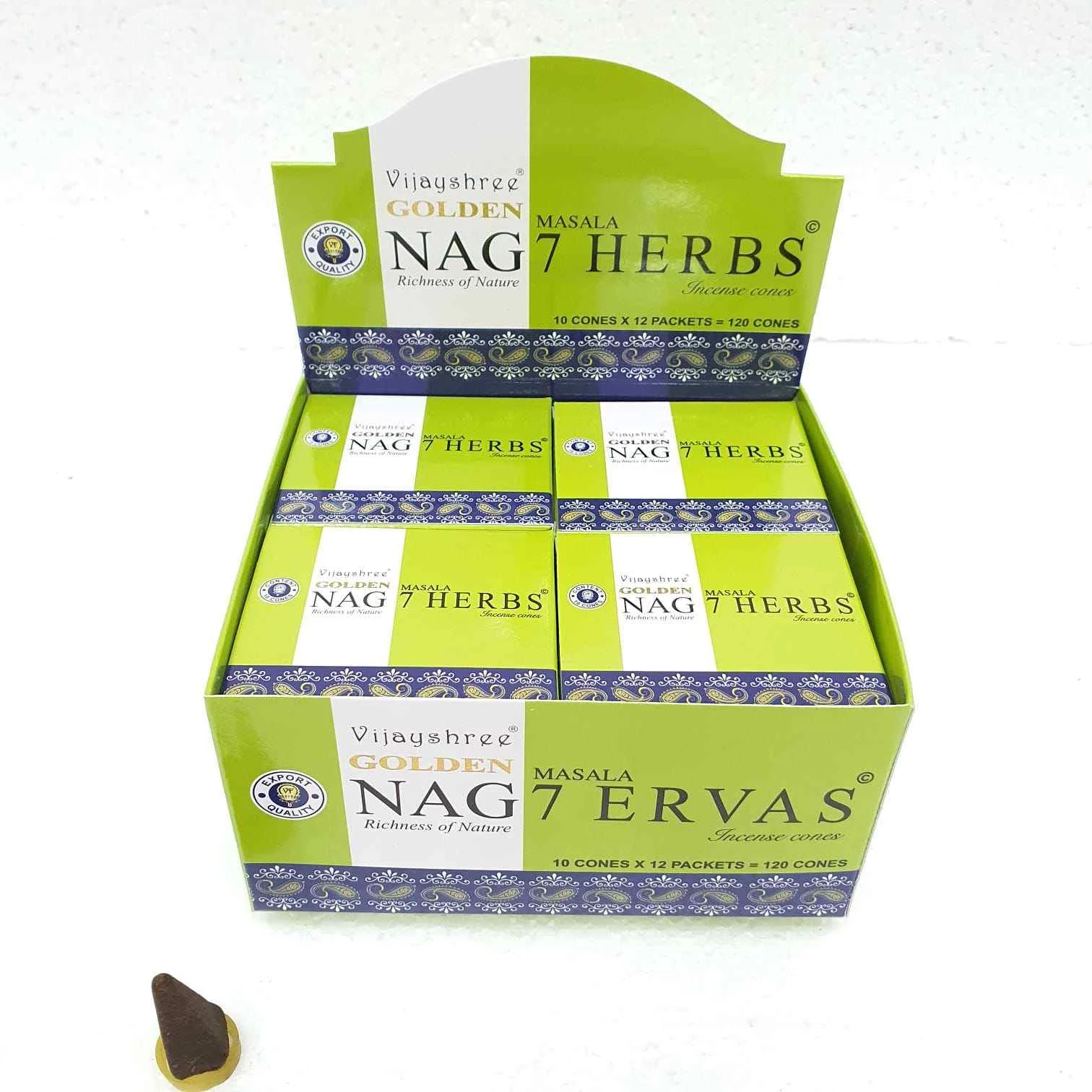 Coni di incenso Golden Nag 7 Erbe -- 20 g
