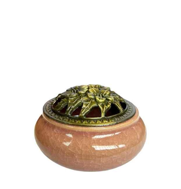 Porta incenso per coni in ceramica colore pesca cm 10x6