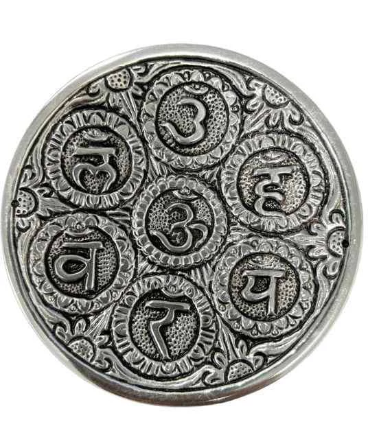 Porta incenso rotondo in metallo 7 chakra -- 11 Cm
