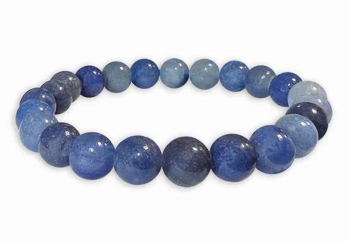 Bracciale Avventurina Blu perline A 8 mm