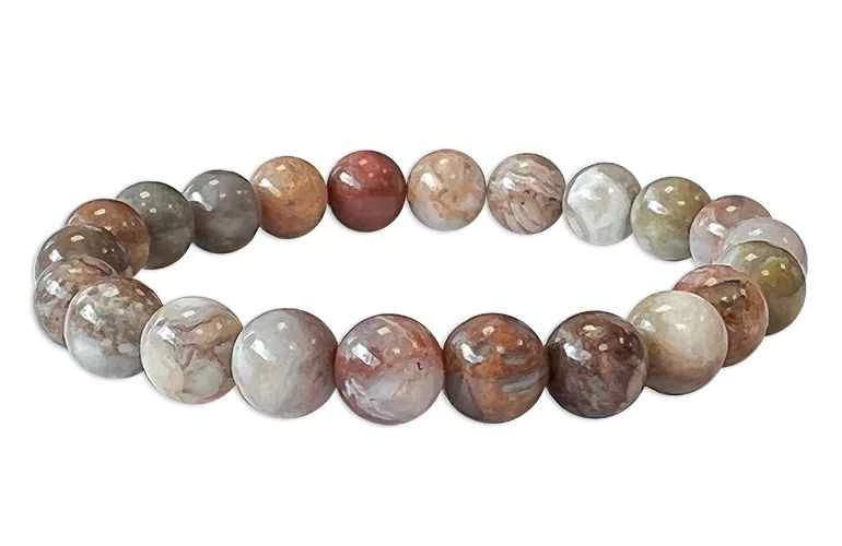 Bracciale Agata Plume perline 8 mm