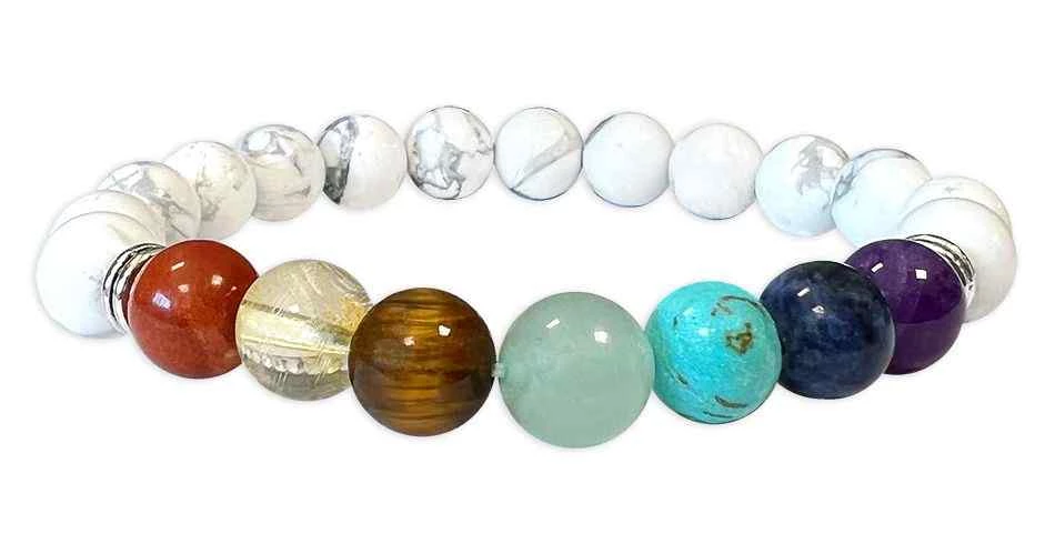 Bracciale Howlite 7 Chakra perline A 8mm
