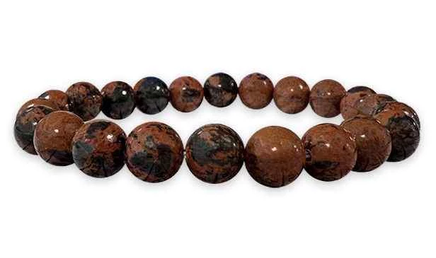 Bracciale Diaspro Ossidiana mogano perle 8mm