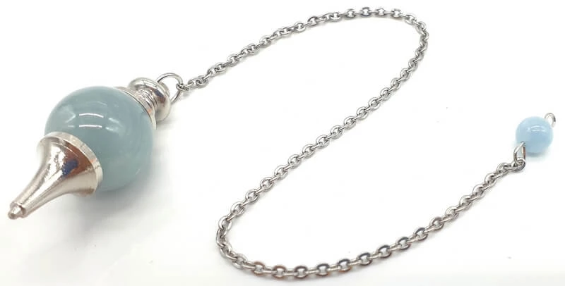 Pendolo Acquamarina Sferico & Metallo --  4Cm
