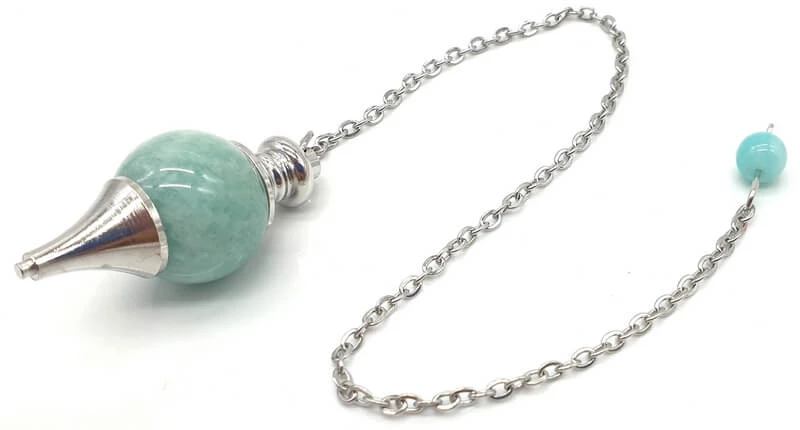 Pendolo Amazzonite Sferico & Metallo --  4 Cm