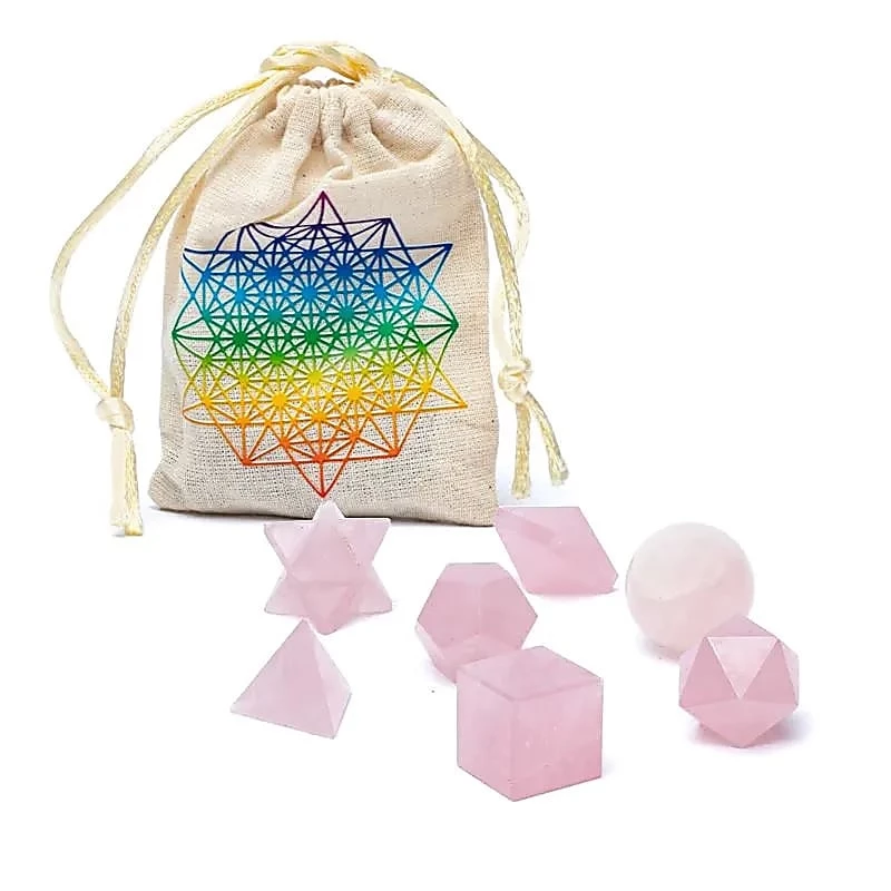 Set 7 pz Geometria sacra Quarzo Rosa