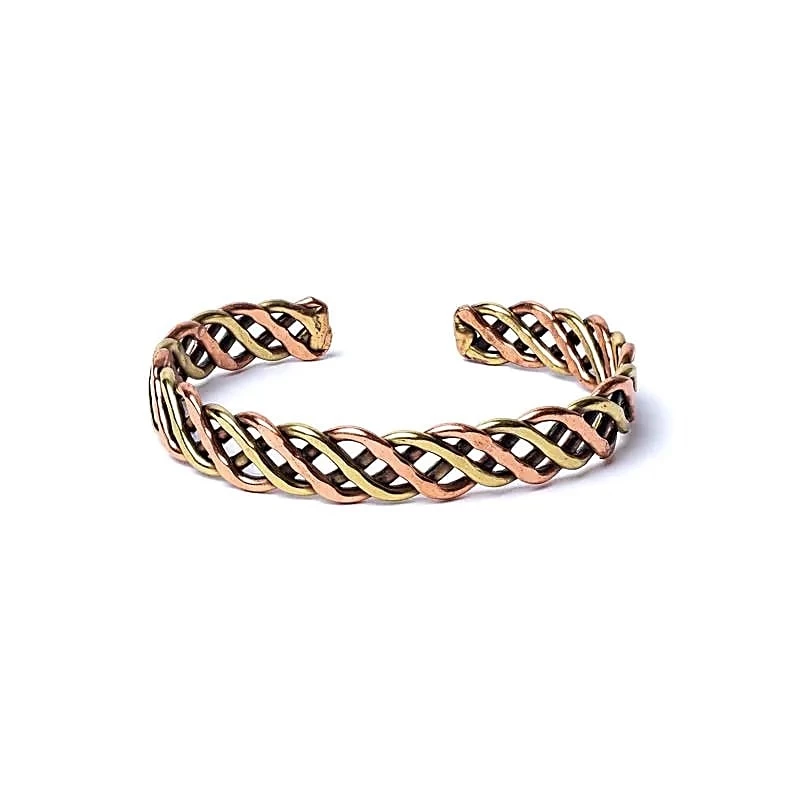 Braccialetto intrecciato colore oro e rame